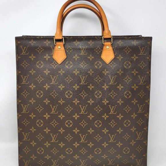 Louis Vuitton Sac Plat Monogram Canvas Leather Large Tote Bag Authentic MI0041 - Picture 2 of 12